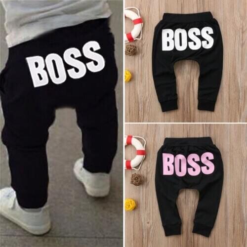 Baby Boys Girls Pants Hot Letter BOSS Pants Cotton Baby Girls Harem Pants For Baby Casual Trousers Boy Girl Clothes