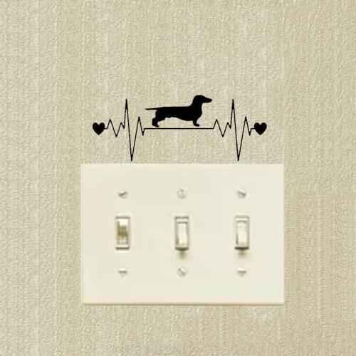 Dachshund French Style Romantic Cartoon Switch Sticker Creative Animal Bedroom Decorative Wall Decals 2SS0779