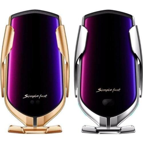 Smart Automatic R1 Infrared Sensor Car Wireless Charger Holder Clamping Mount for IPhone Galaxy Samsung Xiaomi Phone Bracket