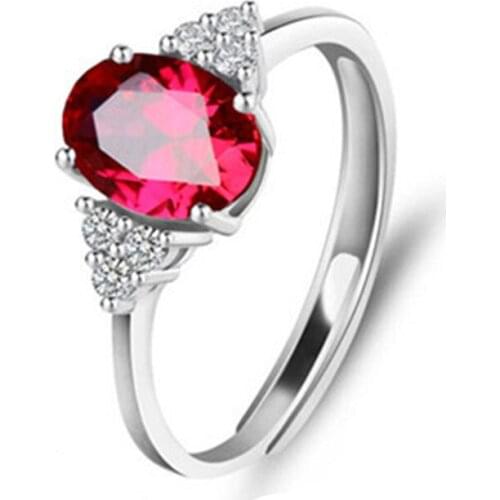 WANGAIYAO oval ruby ring four-claw sapphire ring multi-color precious live mouth amethyst diamond ring female fashion open adjus