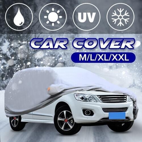 X-Universal 4 Size M L XL XXL Silver Full Car Cover Anti UV Rain Styling Sunshade Heat Protection Dustproof Outdoor