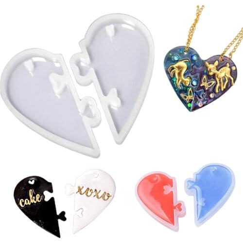 1Pair/2Pcs Heart Shape Locks Silicone Mold for Lovers Key Chain Pendant Couple Pendant DIY Epoxy Resin Mould Jewelry Making Tool