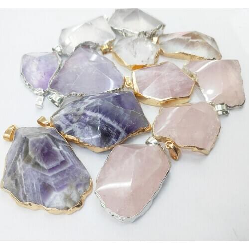 1pc Natural Stone Crystal Veins Irregular Facets Geometric Pendants for Women Charms Jewelry Making DIY Hot Necklace Accessories