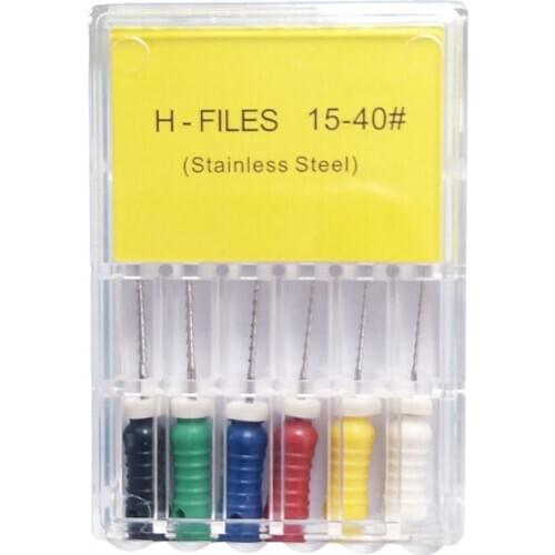 10box Dental Root Canal H Files Stainless Steel Headstroem Files 25mm #15-40 Root Canal H file Dental Endodontic File Instrument