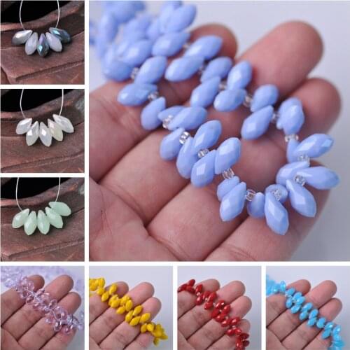 2# Pure Color & Plated Teardrop Faceted Crystal Glass 6mm 8mm 10mm Top Drilled Pendant Drops Loose Beads For Jewelry Making DIY