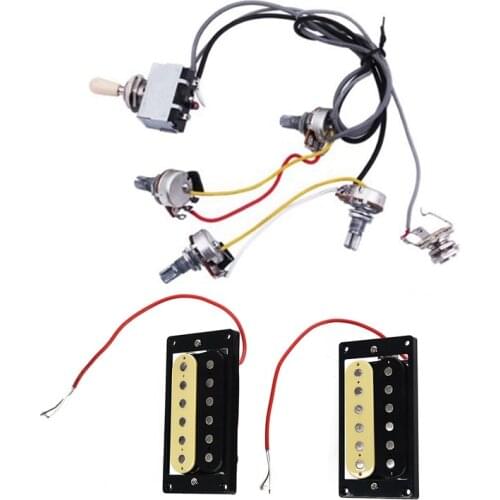 New 2pcs Zebra Faced Humbucker Double Coil Pickups Electric Guitar & 1pcs Guitar Wiring Harness Prewired 2 Volumes 2 Tones 4-500