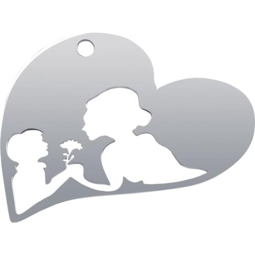 20PCS New Stainles Steel Baby Love Mother Love Heart Shaped Charms Jewelry Pendant for DIY Handmade Necklace Earrings S239