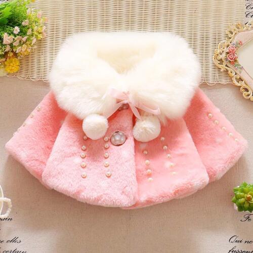 2018 Autumn Winter Hot Sale Childrens Clothing Korean Girls Thick Wool Coat Baby Princess Shawl Coat Toddler Pompoms Outwear