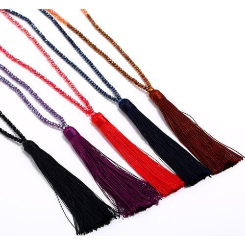 European and American fashion jewelry sweater chain crystal necklace hot tassel pendant Bohemia Tassel Necklace