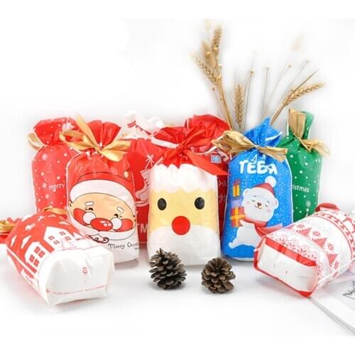 30PCS Christmas Gift Bag Santa Claus Elk Fawn Bear Christmas Tree Packing Bags Christmas Candy Bags Home New Year 2021 Presents