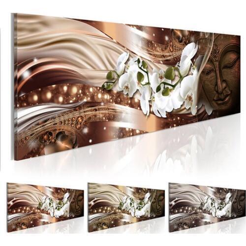 5D Diy Diamond Painting White Orchid Flowers Full Square Round Diamant Rhinestones Embroidery Buddha Statue ZP-1359