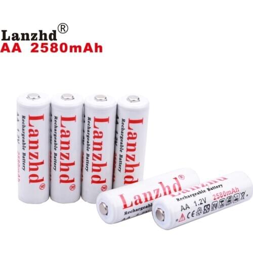 6PCS battery aa rechargeable batteries AA 1.2V batteries AA 2580mAh 1.2 V NI-MH For flashlight toy preheated batteries AA