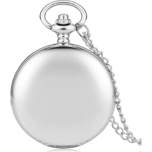 Antique Silver/Black Polishing Smooth Double Hunter Quartz Pocket Watches Retro Pendant Necklace Pocket Clock Gifts