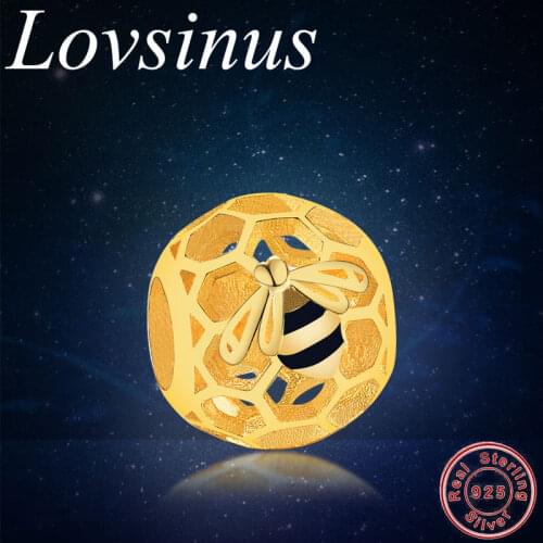 Authentic 925 Sterling Silver Honeycomb Bee Dangle Charm Fit Original European Charm Bracelet Bead Women DIY Jewelry Making Gift