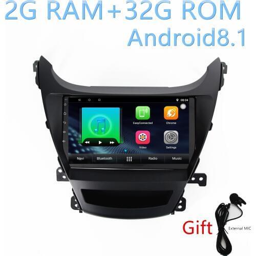 1din Car Android8.1 radio 2G+32G multimedia player For Hyundai Elantra 2014 with gps navigation stereo Bluetooth WIFI FM