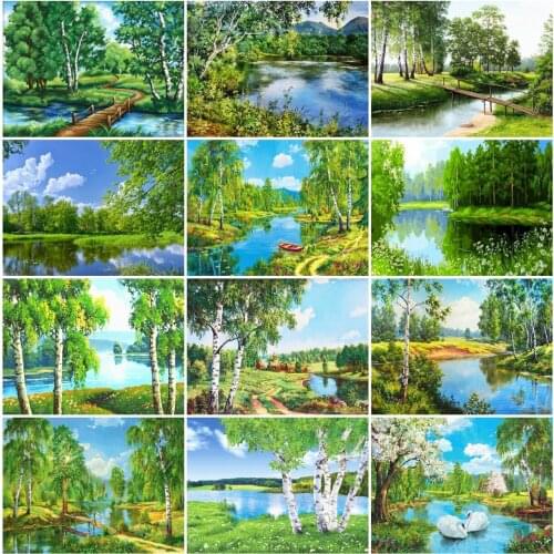 AZQSD Diamond Embroidery Tree Mosaic Picture Of Rhinestones Diamond Painting Landscape Cross Stitch Handicraft Home Decor Gift