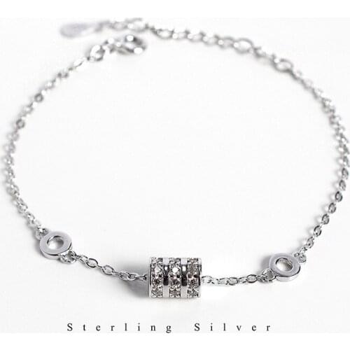 White/Rose Gold 3 Color Pure 925 Sterling Silver Bracelet for Women Girls Chain Link Korean Bracelet Femme Fine Jewelry YBR138