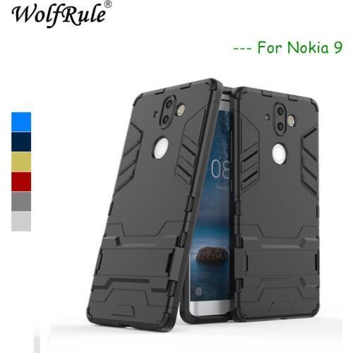 WolfRule For Phone Case Nokia 9 Cover Soft Silicone + Plastic Kickstand Case For Nokia 9 Case For Nokia9 Mobile Shell 5.5"