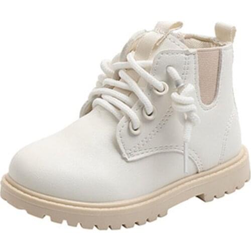 Childrens Velvet Short Boots 2021 Autumn and Winter New Boys' Leather British Style Baby Warm Cotton Shoes Fashion