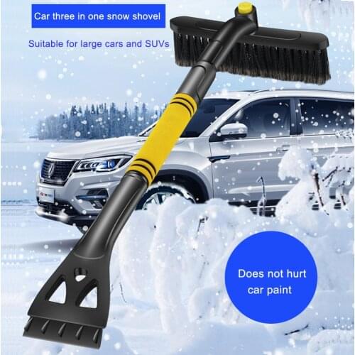 Double Head Telescopic Stainless Steel Rod Car Snow Ice Scraper Shovel Brush Windshield Deicer Deicing Cleaning Scraping Tools