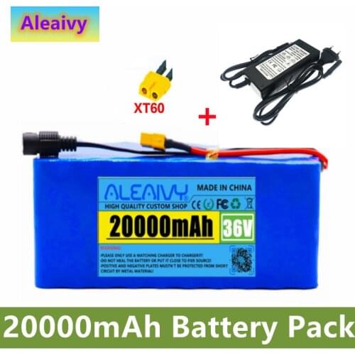 36V 20AH Electric Bicycle Battery Built-in 20A BMS Lithium Battery Pack 36 Volt 2A Charging e-bike Battery 42V Charger+XT60
