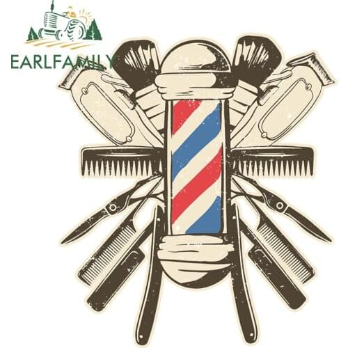 EARLFAMILY 13cm x 11.8cm for Barber Shop Funny Car Stickers Waterproof Car Styling Decal Vinyl Motorcycle Laptop Personality