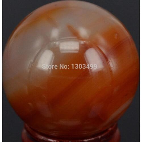 40MM Natural Gemstone Carnelian Sphere Crystal Ball Chakra Healing Reiki Stone Carving Crafts W/Stand