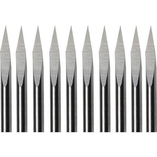 HUHAO 10pcs 3.175mm Dia., 20 Angle, 0.3mm Tip, 3 Edge Carbide Woodworking Tools, Engraving Bits for CNC Router Machine