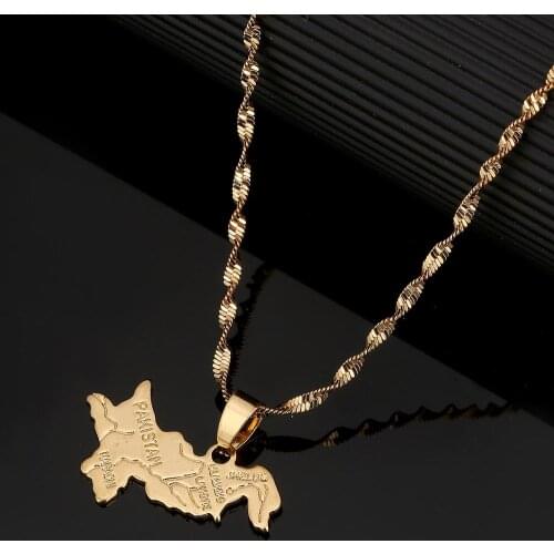 Fashion Pakistan Map Pendant Necklace Gold Color Trendy Pakistanis Map Chain Jewelry