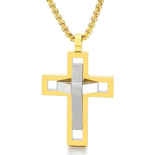 Fashion Domineering Trendy Man Cross Personality Stainless Steel Pendant