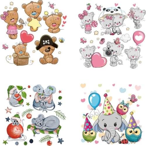 Lovely Small Animals Ironing Stickers Heat Transfer Clothes Stickers Patch Thermal Iron On Transfer For Kid Clothes Baby T-shirt