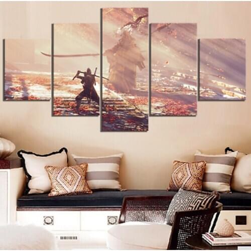 Wall Art Pictures Home Decor Modern HD Prints 5 Panel Ninja Wolf Sekiro Shadows Game Painting Allah The Qur'an Canvas Poster
