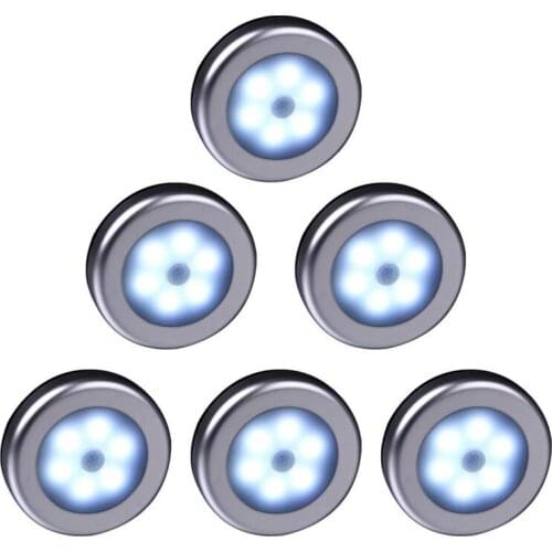Night Light 6LEDs Sensor PIR Infrared Motion LED Bulb Auto On and Off Closet Battery Power For home Wall Lamp Cabinet Stairs