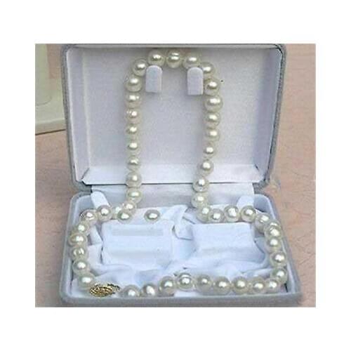NEW 8-9mm White Akoya Cultured Pearl Necklace Earring 18" NO BOX