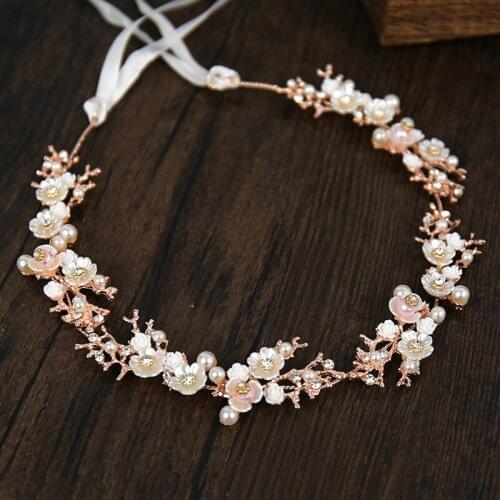 Fashion Bride Headband Crystal Pearl Flower Hair Band Bridal Crown Tiara Hair Accessories Wedding Accessories