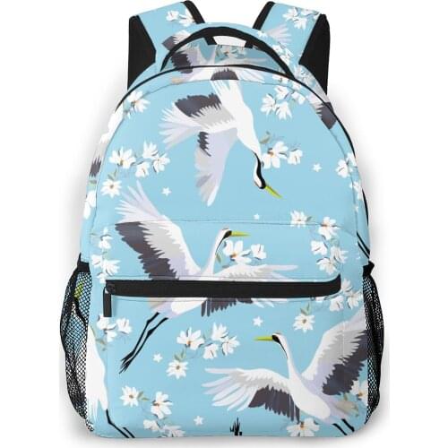 OLN Women Backpack with Multiple Using Women Backpacks Crane Flying Bird And Flowers Female School Bag Girls Travel Bag