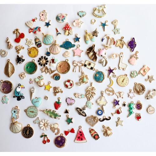 Feedback Customer ~ 30Pcs Mix Random Styles Glass Crystal KC Gold Color Glazing Alloy Charm Jewelry Pendants