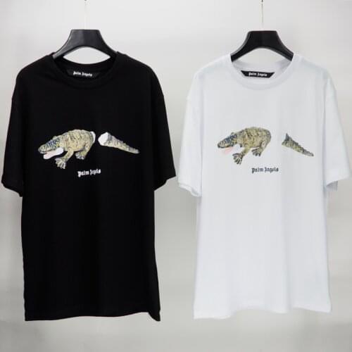 Palm Angels 22SS letter printing Men Women Lovers crocodile Style Fashion Cotton Casual Short sleeve Tshirt boyfriend gift