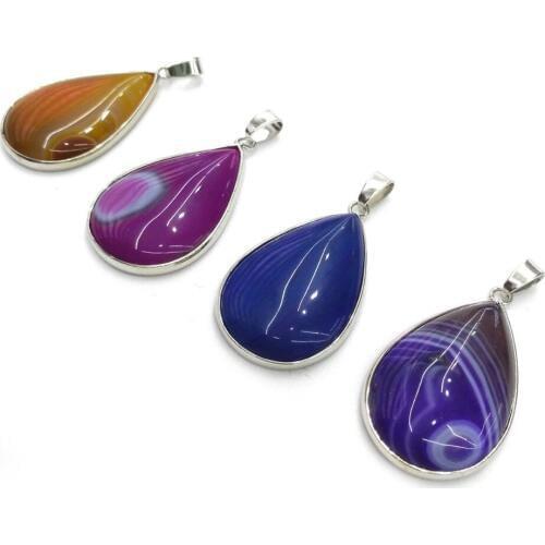 Natural stone Striped Agates pendant water drop shape Pendants for Jewelry Making DIY Necklace Accessories Size 25x40mm