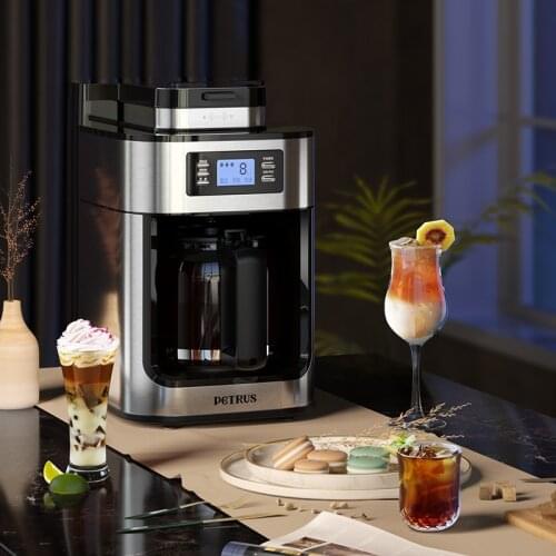 Full automatic coffee maker home American drip mini mini integrated pot office freshly ground bean grinding