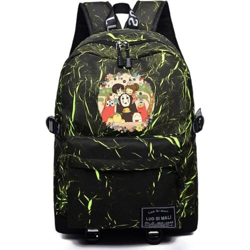 Anime Spirited Away Backpack High Quality Mochila Schoolbag Casual Teenger Packsack Unisex Student Travel Laptop Bag