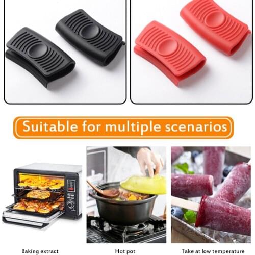 Pan Handle Mitts Cover Kitchen Silicone Panhandle Pot Mitts Cover Insulation Non Slip Handle Silicone Case Anti-Scalding Ears