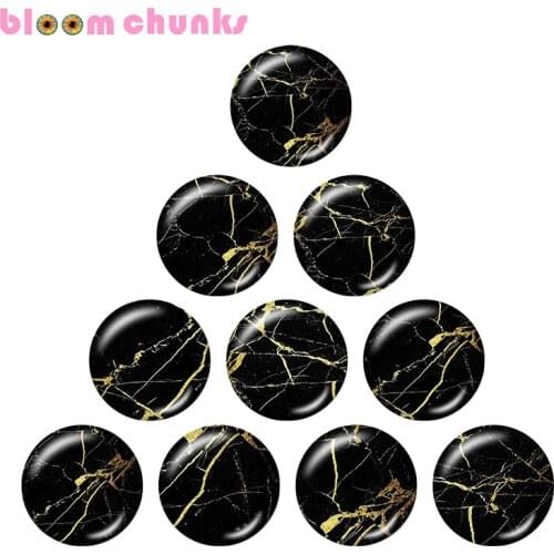 Black Golden pattern 12mm/18mm glass snap button jewelry Round glass cabochon jewelry flat back Making findings C1332