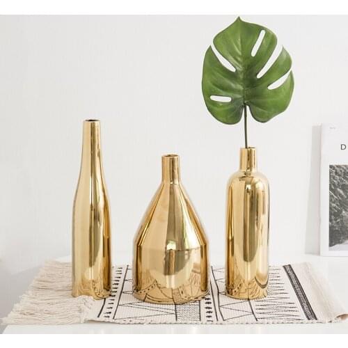 Wedding Ceramic Vases Golden Art High Quality Modern Minimalist Vase Creative Table Bedroom Decoracao Para Casa Room Decor EB5HP