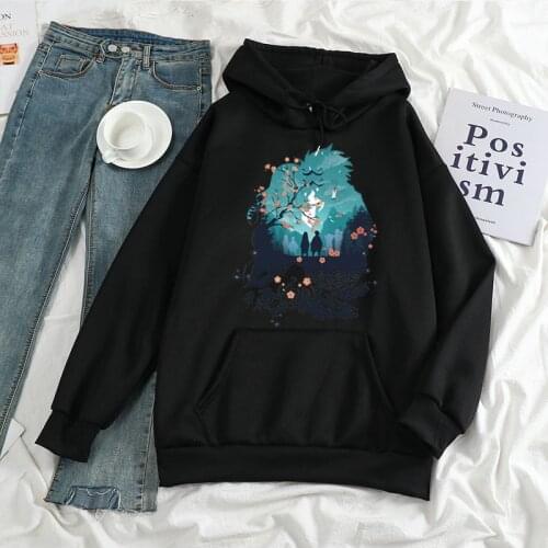 Cartoon Character illustration Loose Winter Sweatshirt Long Sleeve Casual Simple Women Men Harajuku Funny Lover Hooded Halloween