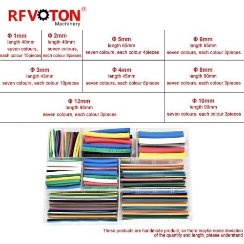 Free shipping 1mm 2mm 3mm 4mm 5mm 6mm 8mm 10mm 12mm diameter Heat shrinkable tube