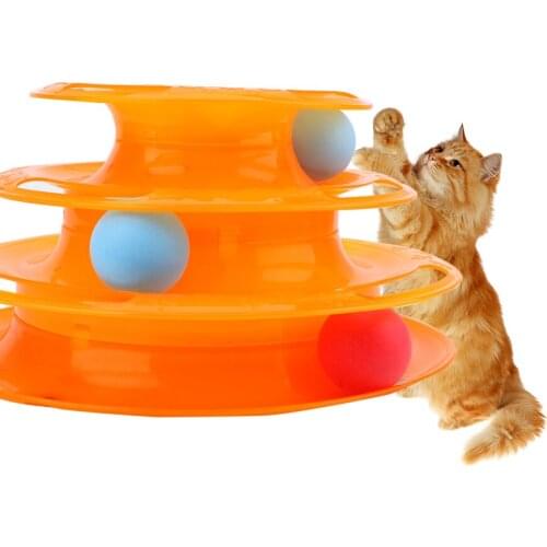 Cat Triple Pay Disc Cat Toys Ball Cat Intelligence Amusement Three Levels Tower Tracks Disc Training Amusement Plate Pet Cat Toy