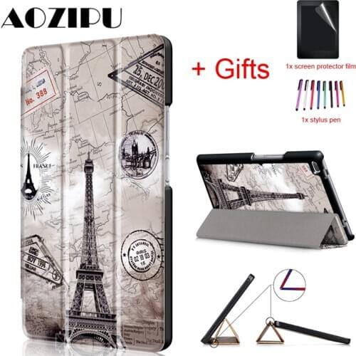 PU Leather Cover for Lenovo Tab4 Tab 4 8 8504 TB-8504x 8504F 8504N 8inch Tablet Flip Magnet Smart Case Funda +Film+Pen