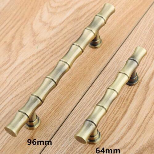 Vintage style creative Bamboo furniture handle 96mm bronze dresser cabinet door handle 64mm antique copper drawer pull knob 2.5"