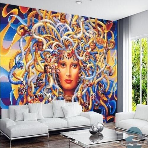 Wellyu Custom large - scale murals Medusa banshee Greek mythology retro European and American TV background wallpaper